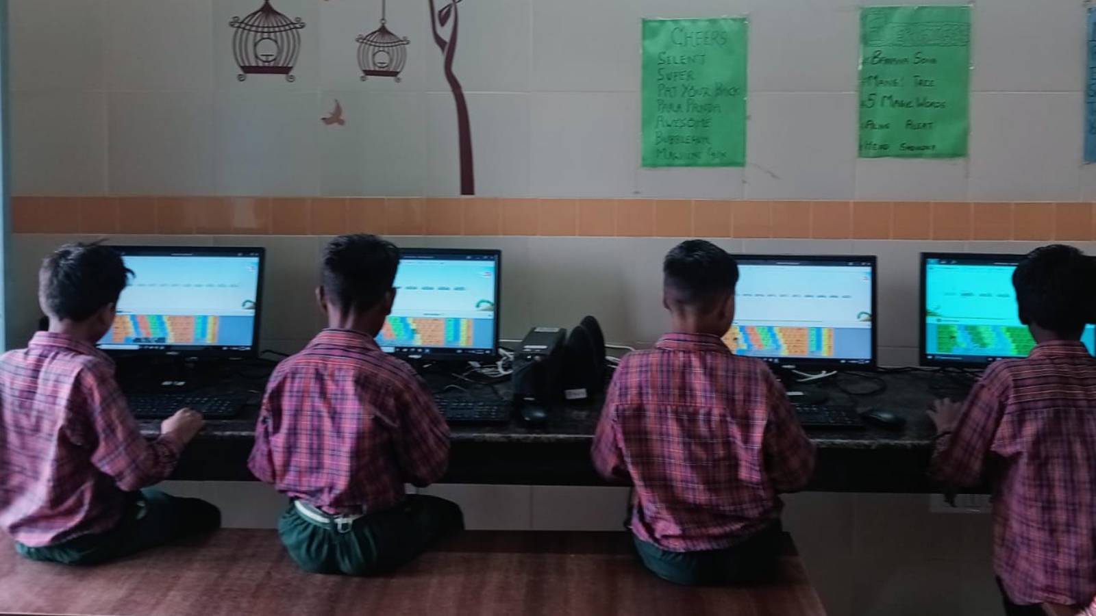 Students practice typing using Rapid Typing Software.