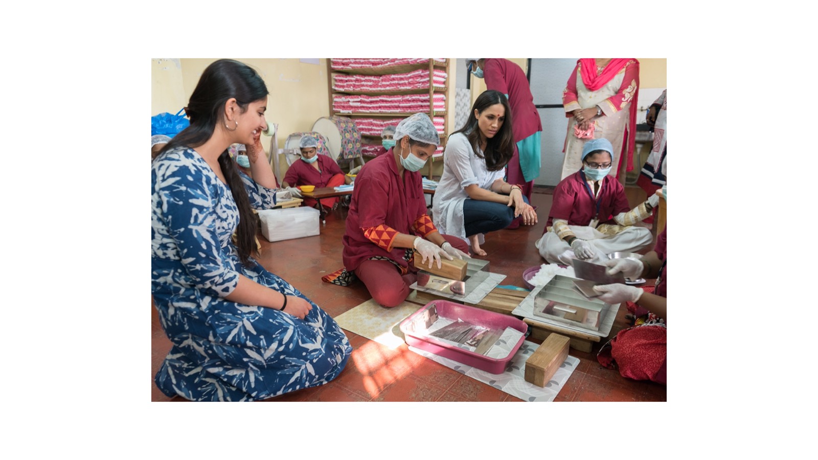 Meghan Markle while observing pad production