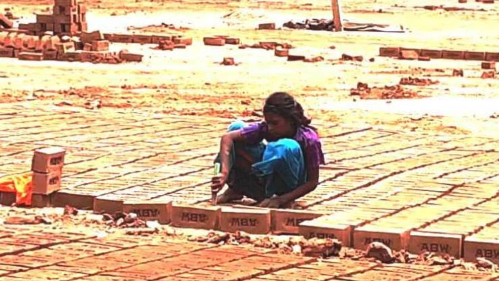 A child labourer in a brick kiln