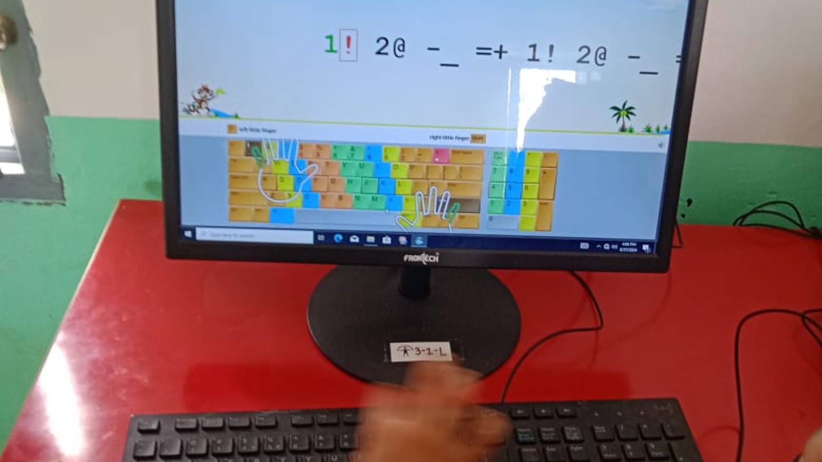 Students practice typing using Rapid Typing Software.