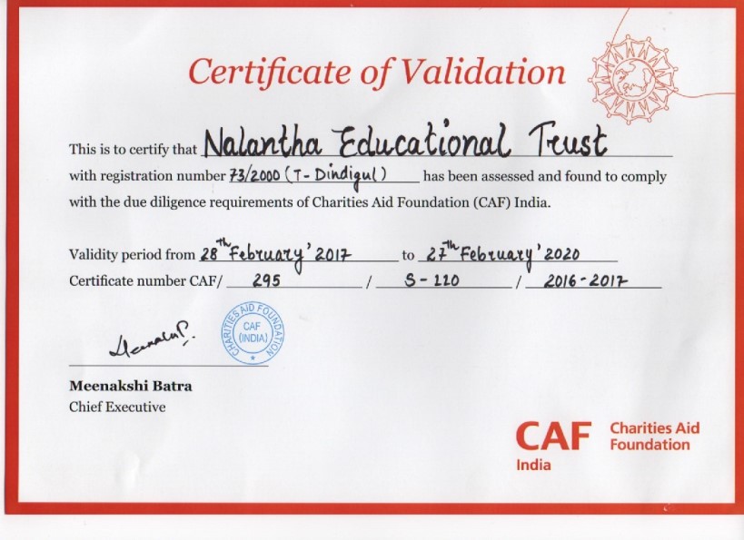 Charities Aid Foundation Validation Certificate