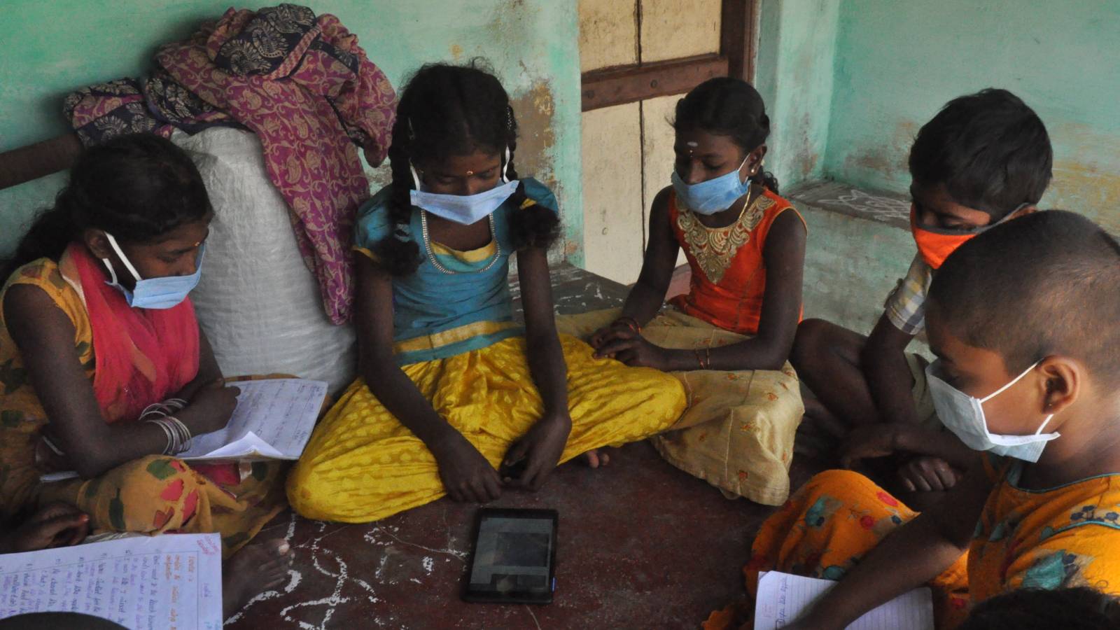Tabs to Children at remote village near Vandavasi